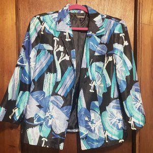 Blue and black floral blazer